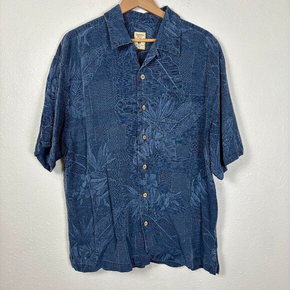 Jamaica Jaxx Vintage 100% Silk Hawaiin Palm Shirt with Real Wood Buttons Size:XL - Picture 2 of 14
